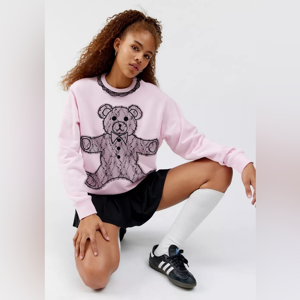 Teddy Fresh Lace Appliqué Bear Sweatshirt